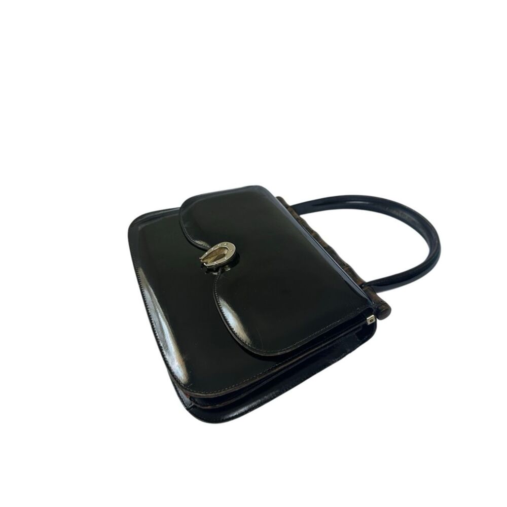 Gucci Black Patent Shoulder Bag with Bamboo Accent - Picture 6 of 14